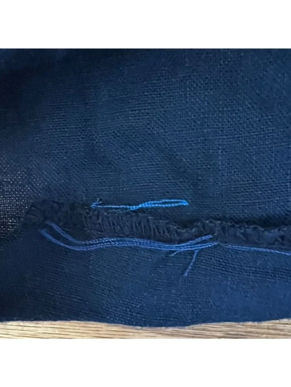 Classic Linen Sleeveless Navy Midi Dress V-Neckline Chic Twee Minimalist Sz 8 - Picture 11 of 16